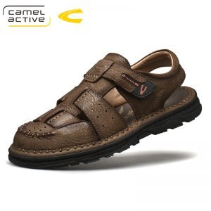 anti-slip men's casual leather Outdoor hiking sandal shoes. leather sport beach sandals