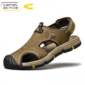 Comfort Men Beach Sandals Hook Loop Leather