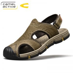 Men Summer Shoes Lightweight Comfort Men Beach Sandals Hook Loop Leather