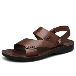 Camel Mens Leather Sandals & Slippers Hand Stitching Outdoor Summer Beach Shoes