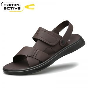 Summer Genuine Leather Sandals Men Summer Shoes Lightweight Comfort Men Beach Sandals Hook Loop Leather Men Shoes Plus Size