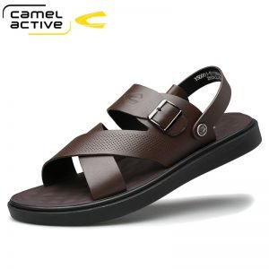 Men's genuine leather sandals thick sole summer shoes